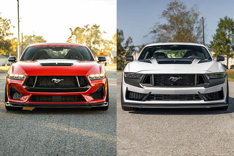 Mustang Dark Horse and Mustang GT front fascia and grille comparison