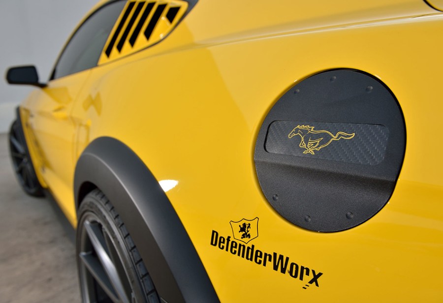 DefenderWorx Mustang Pony Yellow Logo Fuel Door